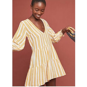 Faithfull the Brand Le Gallion Azure Striped Flowy Tunic Mini Dress 4